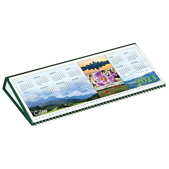 Csízió asztali naptár 310x160 mm képes zöld háttal fekvő