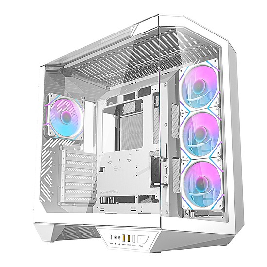 Darkflash DY470 számítógépház fehér + 4 ventilátor + GPU konzol (DY470 fans+holder Wh)
