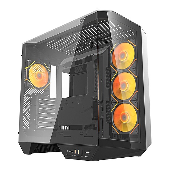 Darkflash DY470 számítógépház fekete + 4 ventilátor + GPU konzol (DY470 fans+holder Bl)