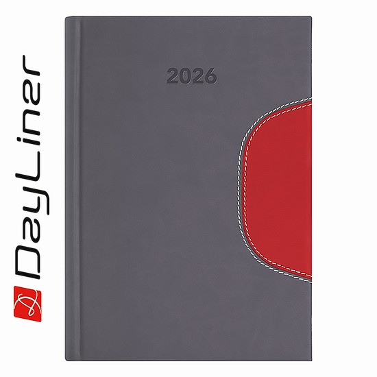 Dayliner agenda Memphis B5 heti szürke-piros 2026