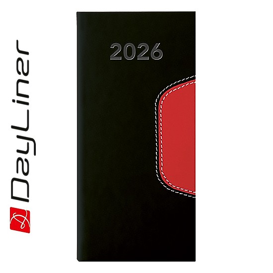 Dayliner agenda Memphis fekvő zsebnaptár fekete-piros 2026