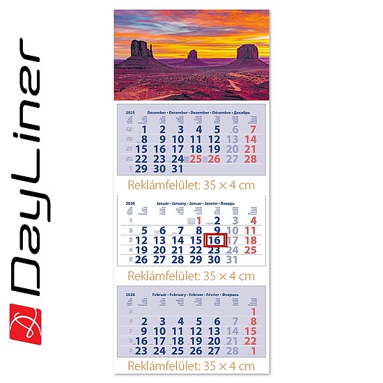 Dayliner speditőr naptár 3 tömb 3 hónap Maxi Club Hangulat 2026