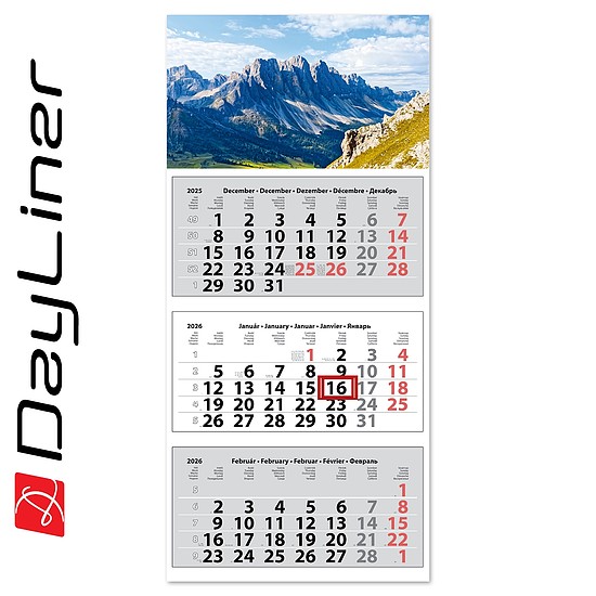 Dayliner speditőr naptár 3 tömb 3 hónap Medium Classic Hegy 2026