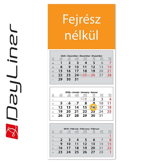 Dayliner speditőr naptár 3 tömb 3 hónap TRN Fejrész nélkül 2026
