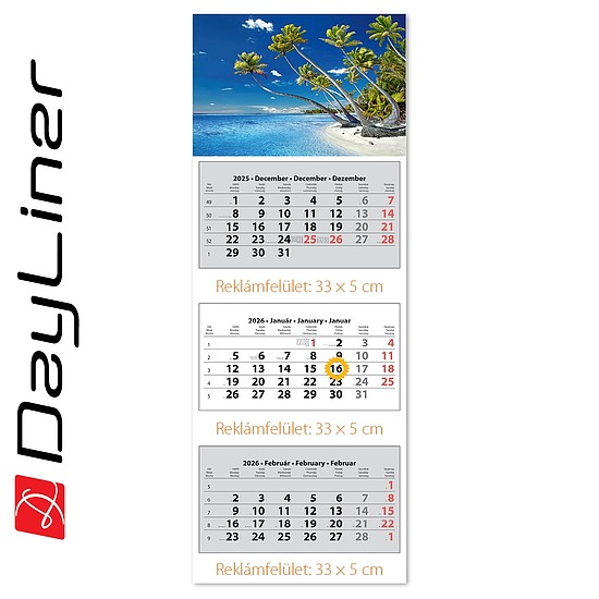 Dayliner speditőr naptár 3 tömb 3 hónap Vízpart 2026