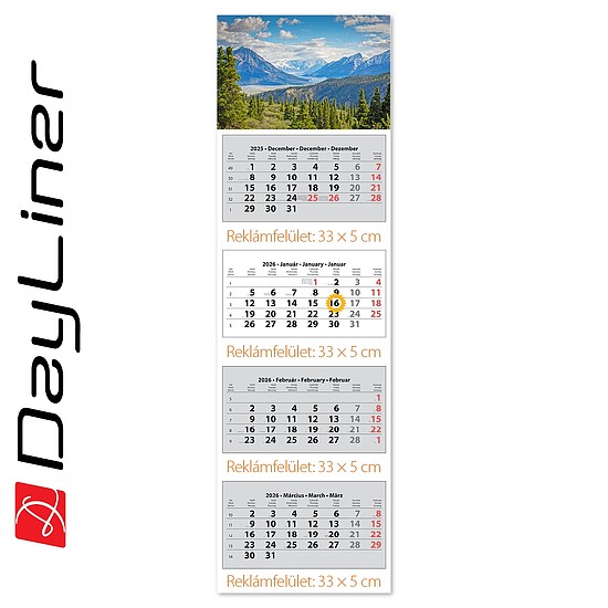 Dayliner speditőr naptár 4 tömb 4 hónap Hegy 2026