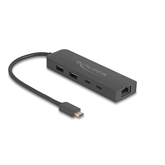 Delock 10 Gbps USB hub 2,5 Gigabit LAN porttal és PD 85 Watt