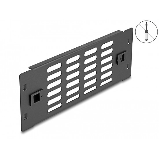 Delock 10 hálózati kabinet panel szellőző nyílásokkal eszköz nélkül beszerelhető 2U fekete (66986)