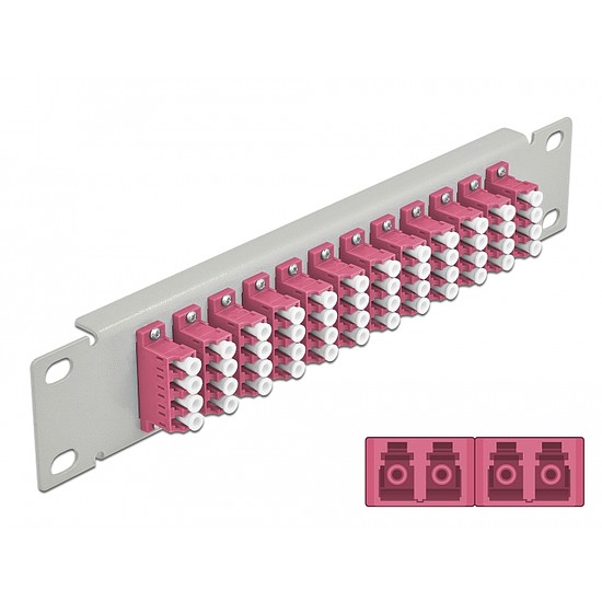 Delock 10 üvegszálas patch panel 12 portos LC Quad ibolya 1U szürke (66800)