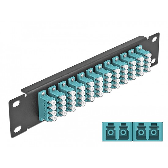 Delock 10 üvegszálas patch panel 12 portos LC Quad vízkék 1U fekete (66779)