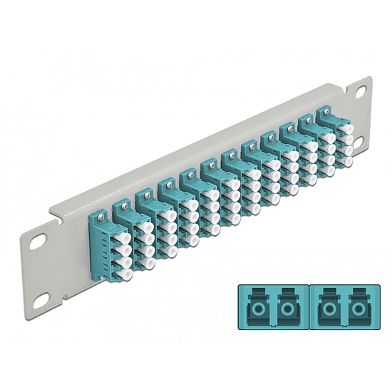 Delock 10 üvegszálas patch panel 12 portos LC Quad vízkék 1U szürke (66799)