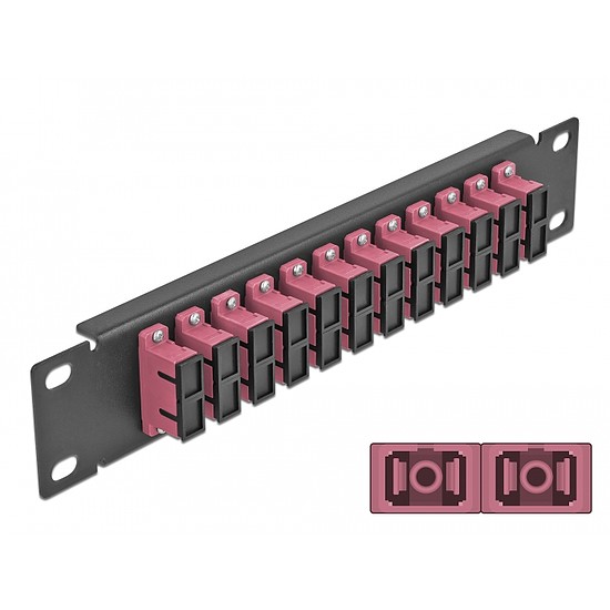 Delock 10 üvegszálas patch panel 12 portos SC Duplex ibolya 1U fekete (66775)