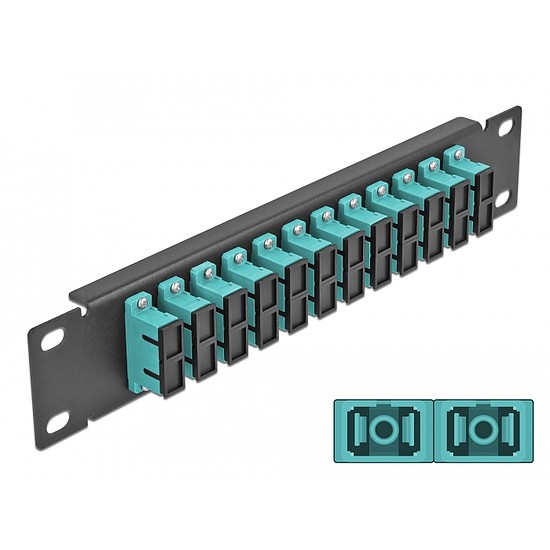 Delock 10 üvegszálas patch panel 12 portos SC Duplex vízkék 1U fekete (66774)