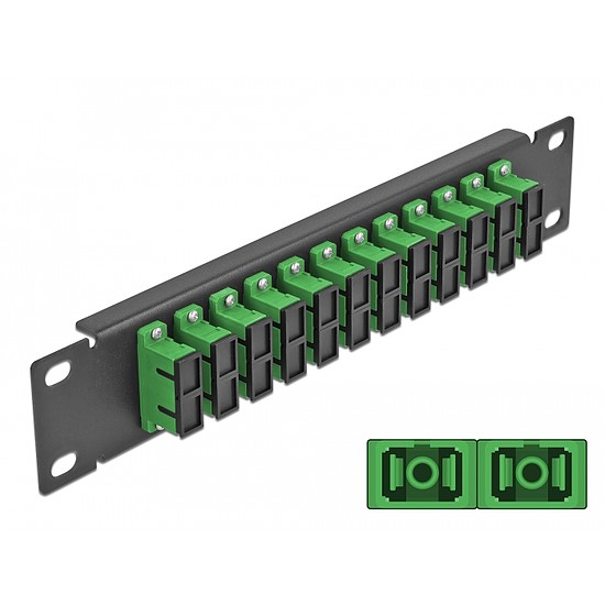 Delock 10 üvegszálas patch panel 12 portos SC Duplex zöld 1U fekete (66772)