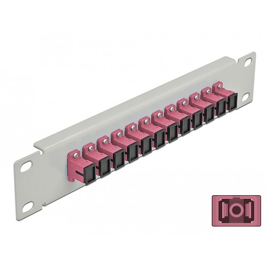 Delock 10 üvegszálas patch panel 12 portos SC Simplex ibolya 1U szürke (66785)