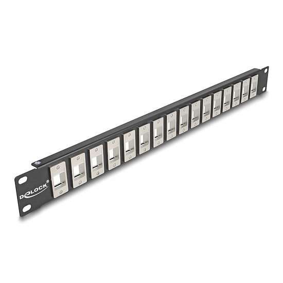 Delock 19 16 portos fekete Keystone Patch Panel 1U