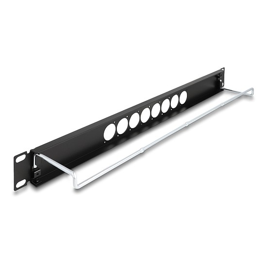 Delock 19 D-típusú patch panel húzásmentesítéssel és 8 porttal középen 1U fekete