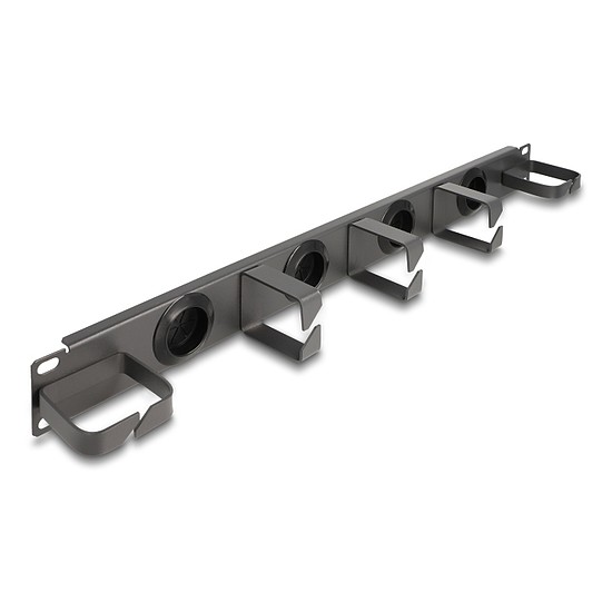 Delock 19 kábelrendező router panel 4 gumírozott kábelbemenettel és 5 fény hurokkal 1U sötétszürke