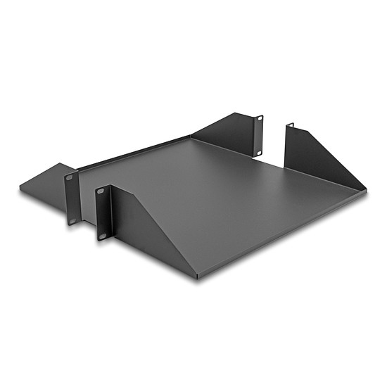 Delock 19 kétoldalas polc akár 46 kg teherbírással 500 mm mélységtől 2U sötétszürke