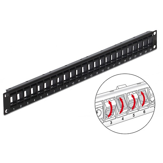 Delock 19 Keystone Patch Panel 24 Port rotatable black (43340)