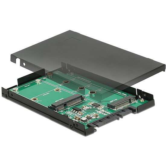 Delock 2.5 -os SATA-átalakító, 22 tus > 1 x M.2 B-kulcs nyílás + 1 x mSATA - 9,5 mm (62866)
