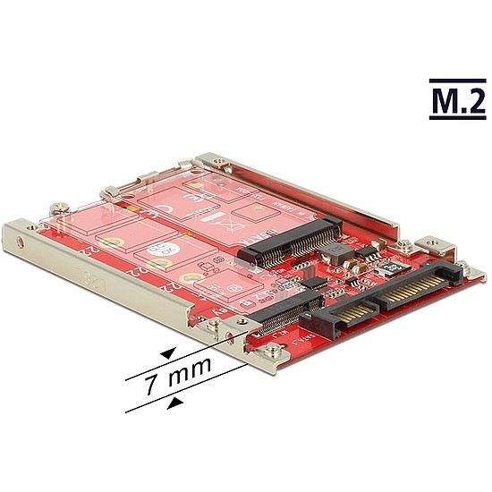 Delock 2.5 -os SATA-átalakító, 22 tus > M.2 / mSATA kerettel, 7 mm (62859)