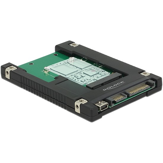 Delock 2.5 -os SATA-átalakító, 22 tus / USB 2.0 Mini-B típusú > 1 x mSATA / Mini PCIe-nyílás (62853)
