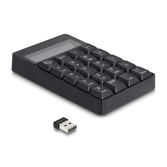 Delock 2 az 1-ben A típusú USB billentyűzet számológép funkcióval, 2,4 GHz, vezeték nélküli, fekete