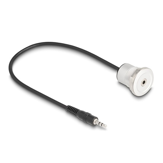 Delock 3,5 mm, 3 tűs sztereó beépített anya apa kábellel 30 cm, alumínium