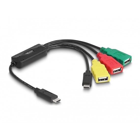 Delock 4 Port USB 2.0 kábel hub USB Type-C - 3 x USB-A-csatlakozóhüvely + 1 x USB-C dugó