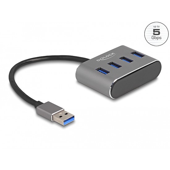 Delock 4 portos USB 3.2 Gen 1 hub USB Type-A csatlakozóval USB Type-A portok a tetején (63190)