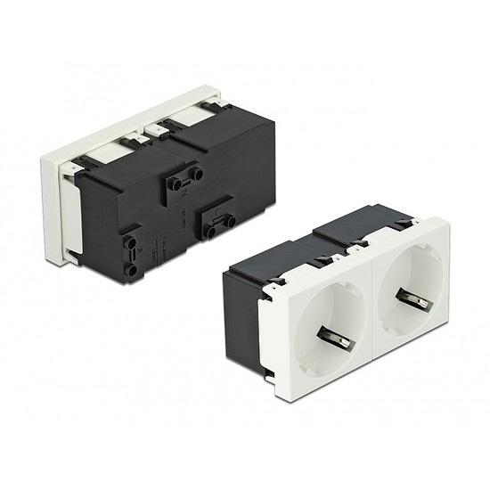 Delock 45 x 45 mm méretű, 2 modulos 45 elrendezésű Easy 45 földelt hálózati csatlakozóaljzat