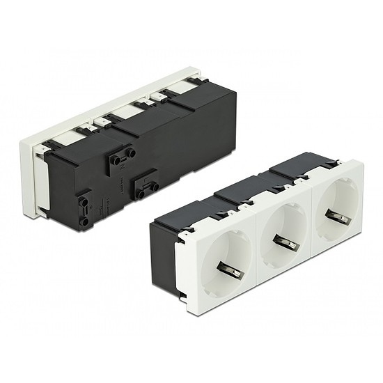 Delock 45 x 45 mm méretű, 3 modulos 45 elrendezésű Easy 45 földelt hálózati csatlakozóaljzat