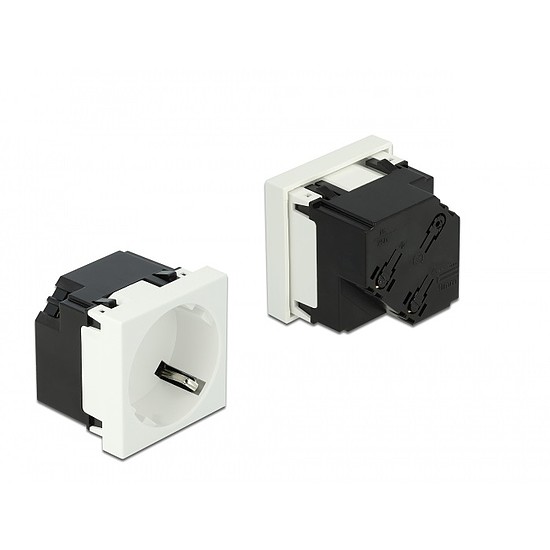Delock 45 x 45 mm méretű, 45 elrendezésű Easy 45 földelt hálózati csatlakozóaljzat (81422)