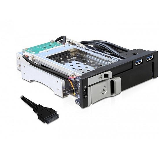 Delock 5.25 Mobil Rack 1 x 2.5 + 1 x 3.5 SATA HDD-hez + 2 x USB 3.0 port (47209)