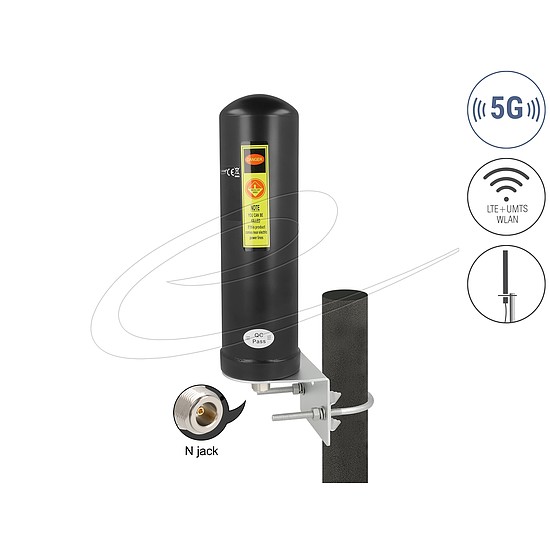 Delock 5G LTE antenna N anya 3 - 5 dBi irányítatlan, kültéri fali és állított elhelyezésre fekete