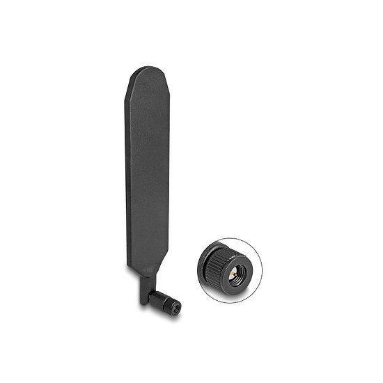 Delock 5G LTE antenna SMA-dugó 3 dBi mindenirányú, elforgatható, dönthető csatlakozással (fekete színű)