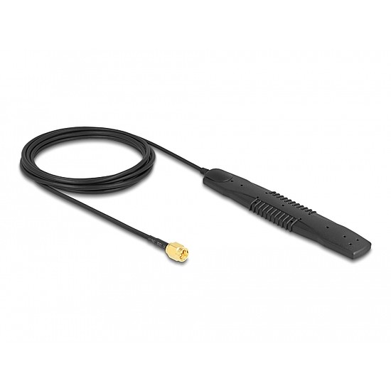 Delock 5G LTE, WLAN Antenna, SMA csatlakozódugó 2,5 dBi, irányítatlan, rögzített, fekete, öntapadós