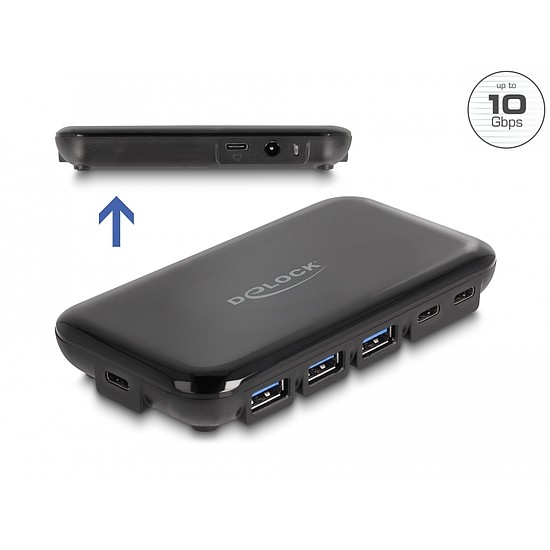 Delock 7 portos USB 3.2 Gen 2 hub 4 USB Type-A és 3 USB Type-C porttal (64209)