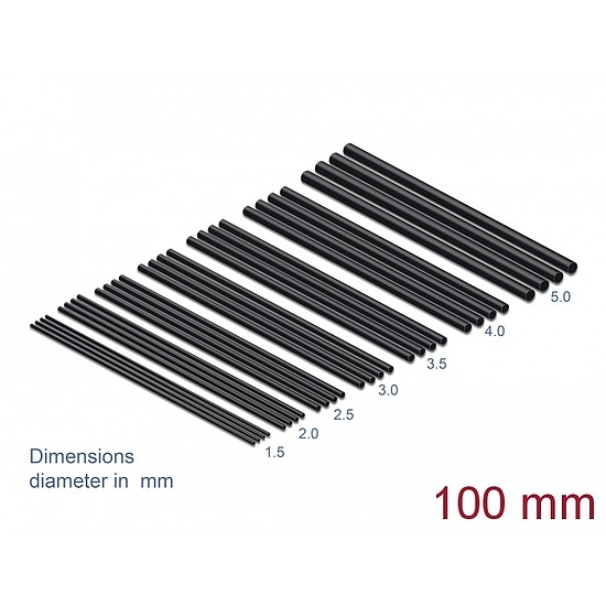 Delock A hőre zsugorodó csőkészlet 28 db.-os, 100 mm hosszú és fekete színű (18987)