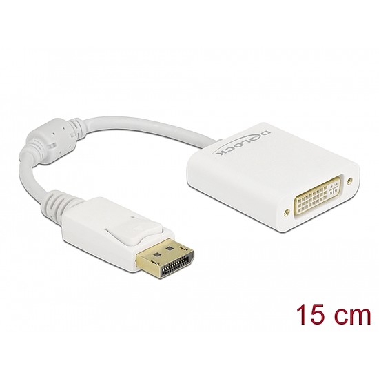 Delock Adapter DisplayPort 1.1-dugós csatlakozó-DVI-csatlakozóhüvely passzív fehér (61010)