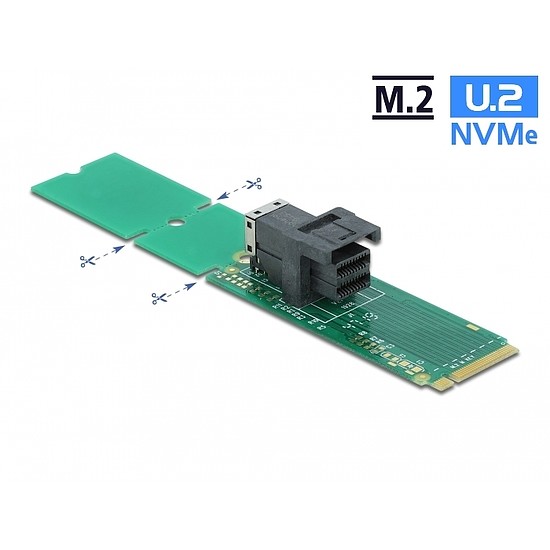 Delock Adapter, M.2 aljzat M nyílással > SFF-8643 NVMe 22110 / 2280 / 2260 (63145)