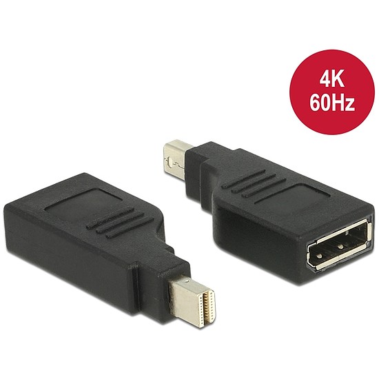 Delock Adapter, mini Displayport 1.2-es csatlakozódugó > Displayport-csatlakozóhüvely, 4K, 90 fokban (65626)