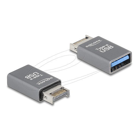 Delock Adapter USB 10 Gbps E-típusú A apa - USB A-típusú anya fém
