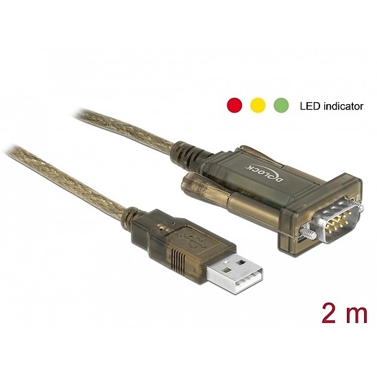 Delock Adapter, USB 2.0 A-típusú > 1 db soros DB9 RS-232 (64073)