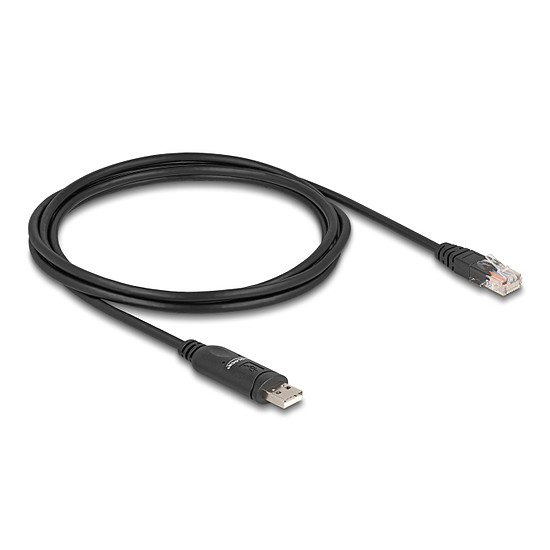 Delock Adapter USB 2.0 A-típusú csatlakozó - 1 x soros RS-232 RJ45 csatlakozó 1,8 m fekete