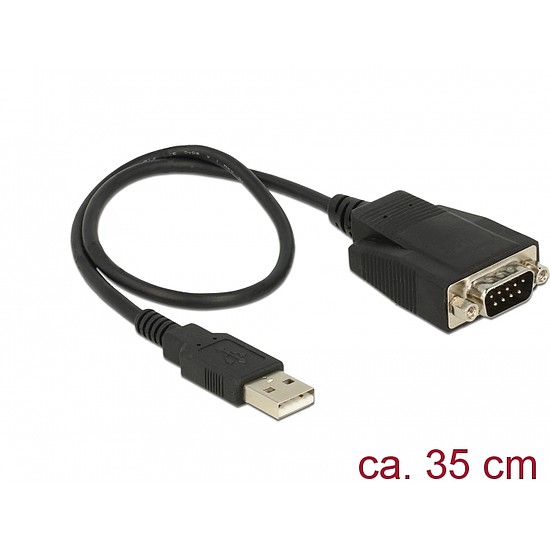 Delock Adapter USB 2.0 A-típusú dugó > 1 x soros RS-232 DB9 apa csavarokkal és csavaranyákkal elektr (62958)