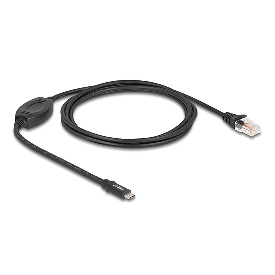 Delock Adapter USB 2.0 Type-C csatlakozó - 1 x soros RS-232 RJ45 csatlakozó 1,8 m fekete