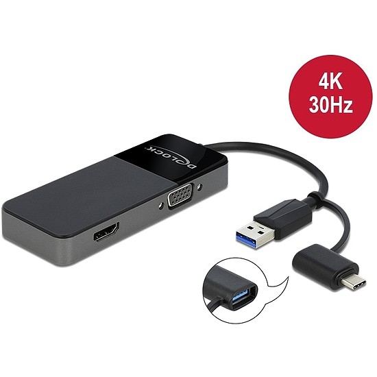 Delock Adapter USB 3.0 a 4K HDMI + VGA (64085)