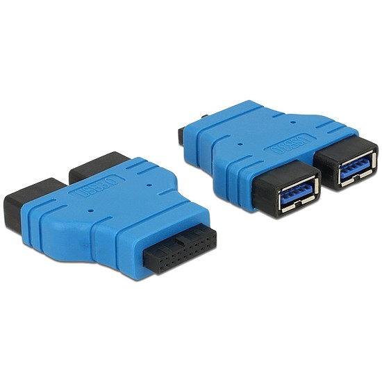 Delock Adapter USB 3.0 pin header female > 2 x USB 3.0 Type-A female parallel (65670)